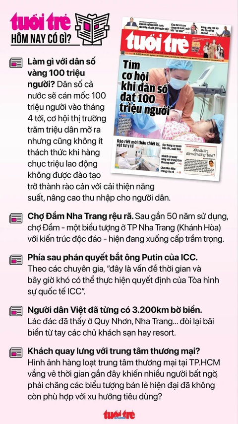 Tin tức sáng 19-3: Coi chừng trò lừa 'cập nhật thông tin căn cước công dân' - Ảnh 6. Một số thông tin đáng chú ý trên báo Tuổi Trẻ ngày 19-3