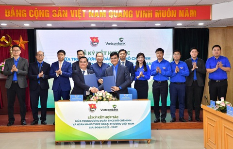 Vietcombank ký hợp tác với Trung ương Đoàn- Ảnh 1. Trung ương Đoàn TNCS Hồ Chí Minh và Vietcombank vừa tổ chức lễ ký kết hợp tác giai đoạn 2023-2027 - Ảnh: VCB