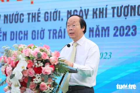 Tắt đèn một giờ đồng hồ để hưởng ứng Giờ Trái đất năm 2023 - Ảnh 1. Thứ trưởng Bộ Tài nguyên và Môi trường Võ Tuấn Nhân phát động quốc gia hưởng ứng Chiến dịch Giờ Trái đất năm 2023