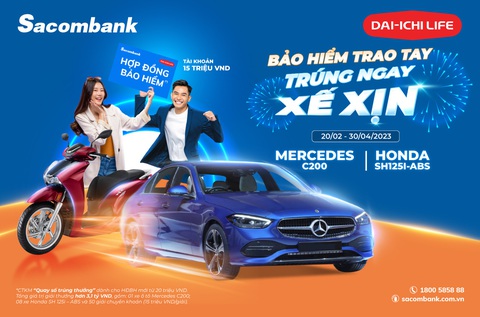Ưu đãi đến 4,4 tỉ khi tham gia bảo hiểm nhân thọ Dai-ichi Life Việt Nam tại Sacombank - Ảnh 2. Chương trình quay số trúng thưởng "Bảo hiểm trao tay - Trúng ngay xế xịn"