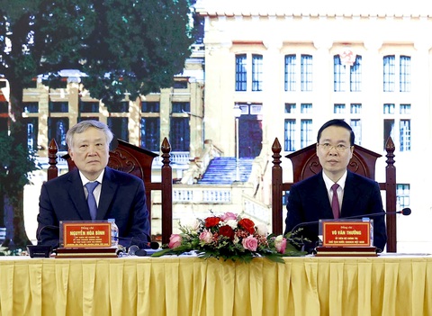 Chủ tịch nước Võ Văn Thưởng: Xét xử không được để xảy ra oan, giảm tối đa tình trạng sai - Ảnh 3. Chủ tịch nước Võ Văn Thưởng chủ trì buổi làm việc - Ảnh: TTXVN