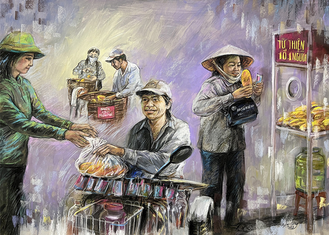 Ngắm những ổ bánh mì thật đẹp trong tranh Lê Sa Long - Ảnh 16. Ngắm những ổ bánh mì thật đẹp trong tranh Lê Sa Long - Ảnh 16.