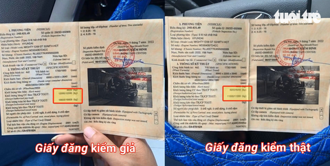 Giấy đăng kiểm giả rao bán rầm rộ trên mạng - Ảnh 1. Đ. làm thêm giấy đăng kiểm giả giống như thật để qua mắt khách hàng - Ảnh: cắt từ clip