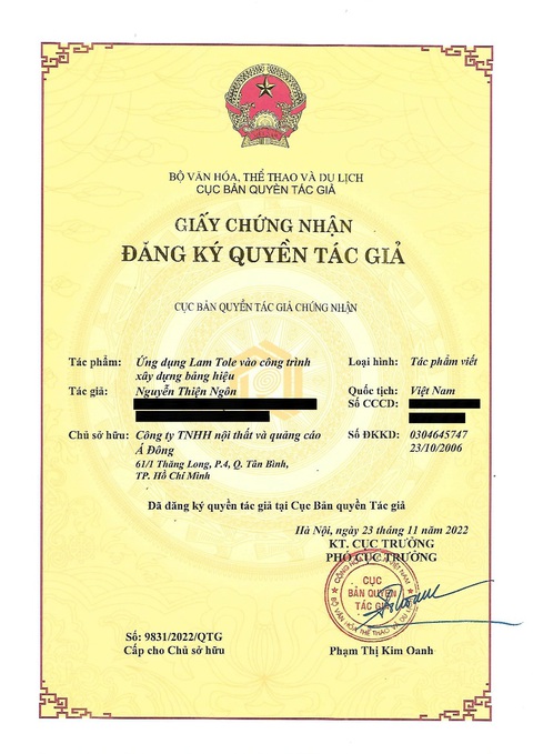 Á Đông được cấp chứng nhận đăng ký quyền ứng dụng lam tôn đục lỗ làm bảng hiệu - Ảnh 1. Á Đông được cấp chứng nhận đăng ký quyền ứng dụng lam tôn đục lỗ làm bảng hiệu - Ảnh 1.
