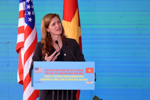 Tổng giám đốc USAID toàn cầu Samantha Power chia sẻ tại buổi lễ - Ảnh: A LỘC
