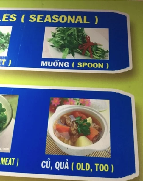 Phát hoảng với menu song ngữ được dịch bởi... chị Google! - Ảnh 7. Phát hoảng với menu song ngữ được dịch bởi... chị Google! - Ảnh 7.