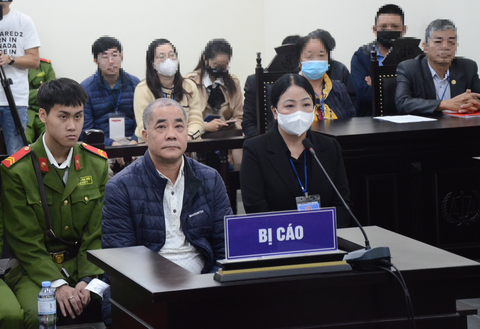 Vợ chồng cựu phó chánh văn phòng Sở Tài nguyên Môi trường Hà Nội hầu tòa vụ lừa ba khu đất phố Bà Triệu - Ảnh 1. Vợ chồng ông Hiển tại phiên tòa sáng 9-3 - Ảnh: DANH TRỌNG