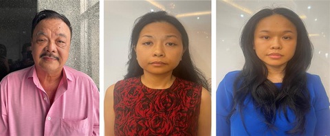 Các bị can khi bị khởi tố (từ trái qua phải): Trần Quí Thanh, Trần Uyên Phương, Trần Ngọc Bích - Ảnh: Bộ Công an Các bị can: Trần Quí Thanh, Trần Uyên Phương, Trần Ngọc Bích - Ảnh: Bộ Công an