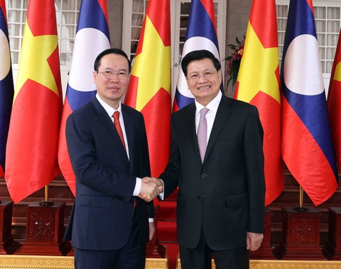 Lễ đón trọng thể Chủ tịch nước Võ Văn Thưởng tại Lào - Ảnh 7. Lễ đón trọng thể Chủ tịch nước Võ Văn Thưởng tại Lào - Ảnh 7.