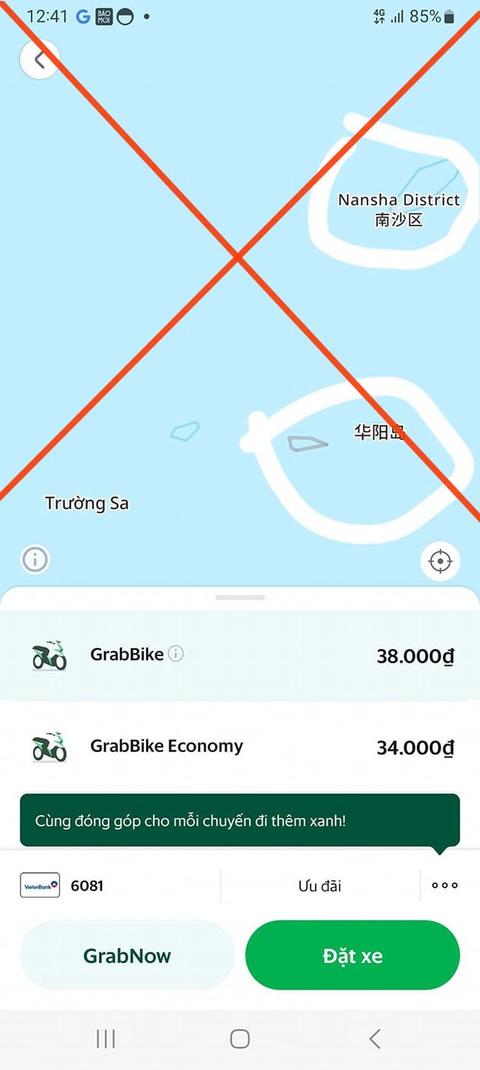 Cơ quan chức năng vào cuộc vụ Grab thông tin sai chủ quyền Biển Đông - Ảnh 1. Cơ quan chức năng vào cuộc vụ Grab thông tin sai chủ quyền Biển Đông - Ảnh 1.