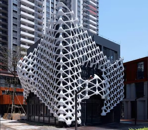 Một mặt tiền công trình in 3D ở Phật Sơn, Trung Quốc - Ảnh: Singularityhub