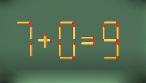 Di chuyển 1 que diêm để phép tính sai 7+0=9 thành đúng - Ảnh 1.