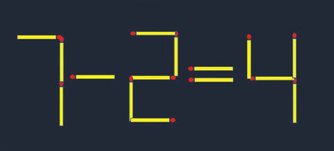 Di chuyển một que diêm để 7-2 = 4 thành phép tính đúng - Ảnh 1. Di chuyển một que diêm để 7-2 = 4 thành phép tính đúng - Ảnh 1.