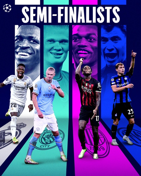 Xác định 2 cặp bán kết Champions League 2022-2023 - Ảnh 1. Xác định 2 cặp bán kết Champions League 2022-2023 - Ảnh 1.
