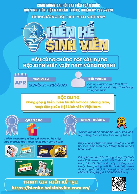 Kêu gọi sinh viên hiến kế chào mừng Đại hội Hội Sinh viên Việt Nam XI - Ảnh 2. Kêu gọi sinh viên hiến kế chào mừng Đại hội Hội Sinh viên Việt Nam XI - Ảnh 2.