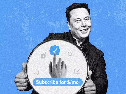 Hình minh họa tỉ phú Elon Musk và biểu tượng đăng ký Twitter Blue - Ảnh: TIMES OF INDIA Hình minh họa tỉ phú Elon Musk và biểu tượng đăng ký Twitter Blue - Ảnh: TIMES OF INDIA
