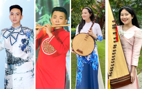 Gen Z tung tẩy với nhạc dân tộc - Ảnh 1. Từ trái qua: Đoàn Minh Tài, Đinh Nhật Minh, Nguyệt Thu và Quỳnh Lê - Ảnh: DUYÊN PHAN - NVCC
