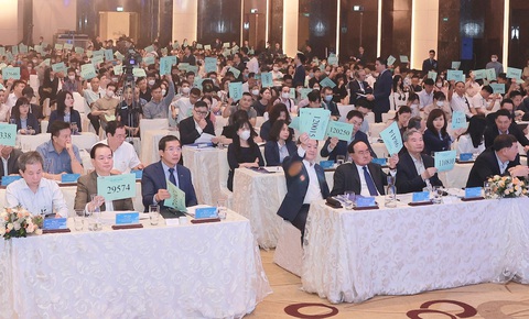 Thêm tổ chức tín dụng tính phương án nhận chuyển giao bắt buộc ngân hàng yếu kém - Ảnh 1. Tại đại hội cổ đông của MB ngày 25-4-2023 - ẢNH: M.B