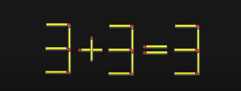 Di chuyển 2 que diêm để 3+3=3 thành phép tính đúng - Ảnh 1. Di chuyển 2 que diêm để 3+3=3 thành phép tính đúng - Ảnh 1.