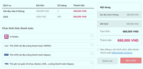 Tiết kiệm tới 20% với gói sao và gói thành viên Tuổi Trẻ Sao mới - Ảnh 4. Tiết kiệm tới 20% với gói sao và gói thành viên Tuổi Trẻ Sao mới - Ảnh 4.