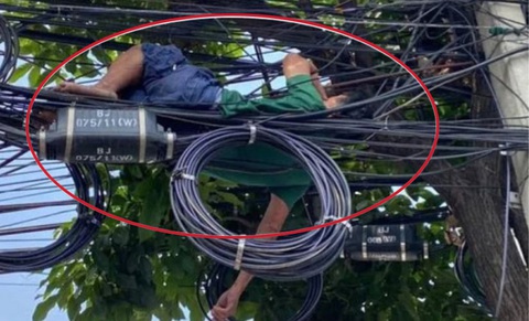 Trúng số vui quá, chàng trai leo cột điện rồi ngủ quên - Ảnh 1. Trúng số vui quá, chàng trai leo cột điện rồi ngủ quên - Ảnh 1.