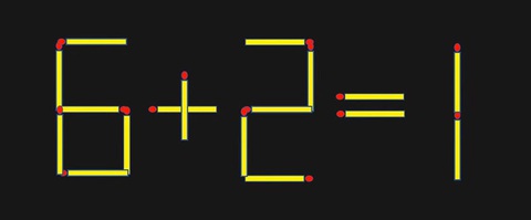 Di chuyển 1 que diêm để phép tính sai 2+6=2 thành đúng - Ảnh 4. Di chuyển 1 que diêm để phép tính sai 2+6=2 thành đúng - Ảnh 4.