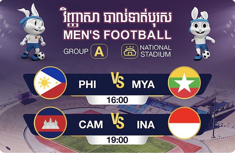 Campuchia đổi giờ thi đấu, bảng A bóng đá nam thêm gay cấn - Ảnh 1. Campuchia đổi giờ thi đấu, bảng A bóng đá nam thêm gay cấn - Ảnh 1.