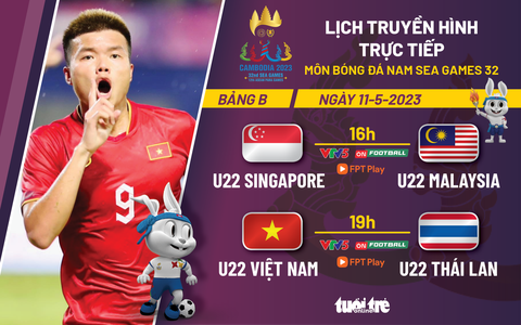 Lịch trực tiếp bóng đá nam SEA Games 32: U22 Việt Nam - U22 Thái Lan - Ảnh 1. Lịch trực tiếp bóng đá nam SEA Games 32: U22 Việt Nam - U22 Thái Lan - Ảnh 1.