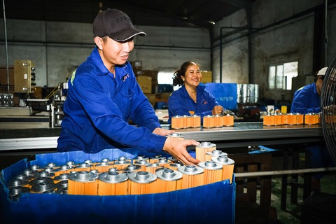 Đà Nẵng thực hiện nhiều giải pháp tạo việc làm cho người lao động - Ảnh 2. Công nhân làm việc ổn định tại nhà máy sản xuất phụ tùng ô tô tại Khu công nghiệp Hòa Khánh - Ảnh: TẤN LỰC