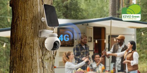 Ezviz giới thiệu camera 360 độ pin sạc EB8 4G - Ảnh 1. EB8 là camera pin sạc ngoài trời sử dụng 4G đầu tiên của Ezviz