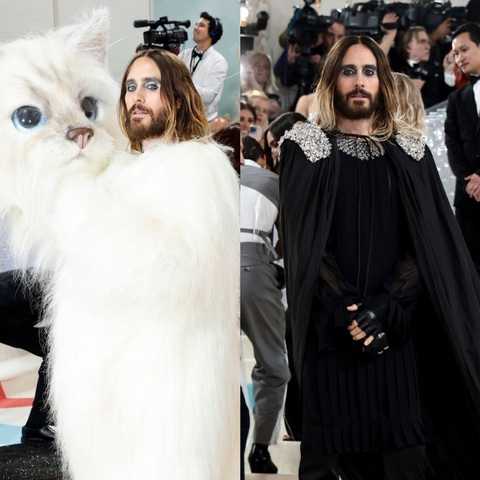 Met Gala 2023: Bữa tiệc trắng đen sang trọng nổi tiếng nhất thế giới - Ảnh 7. Jared Leto lại gây sốc với màn cosplay thành cô mèo cưng 'Choupette' của Karl Lagerfeld - Ảnh: Getty Images