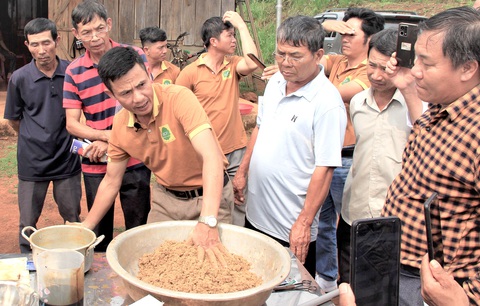 Nông dân xã Xuân Trường và cả xã khác đến tham quan, học cách làm nông nghiệp hữu cơ Ảnh: CÔNG TRIỆU Nông dân học cách làm nông nghiệp hữu cơ - Ảnh: C.TRIỆU