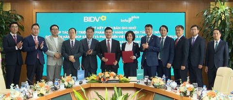 BIDV và đối tác Hàn Quốc giúp doanh nghiệp quản lý dòng tiền hiệu quả - Ảnh 1. Bà Đỗ Thị Thanh Huyền – giám đốc ban chính sách sản phẩm bán buôn (BIDV) và ông Kim Min Ho - tổng giám đốc InfoPlus ký kết biên bản ghi nhớ - Ảnh BIDV