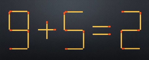 Di chuyển một que diêm để 9+5=2 thành phép tính đúng - Ảnh 1. Di chuyển một que diêm để 9+5=2 thành phép tính đúng - Ảnh 1.