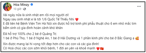 Hòa Minzy nhận cơn mưa lời khen khi làm việc siêu ý nghĩa dịp sinh nhật - Ảnh 1. Hòa Minzy nhận cơn mưa lời khen khi làm việc siêu ý nghĩa dịp sinh nhật - Ảnh 1.