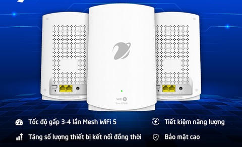 Wifi Mesh 6 của VNPT sở hữu tốc độ kết nối internet đến 3Gbps, 2 băng tần 2,4Ghz và 5GHz Wifi Mesh 6 của VNPT sở hữu tốc độ kết nối internet đến 3Gbps, 2 băng tần 2,4Ghz và 5GHz