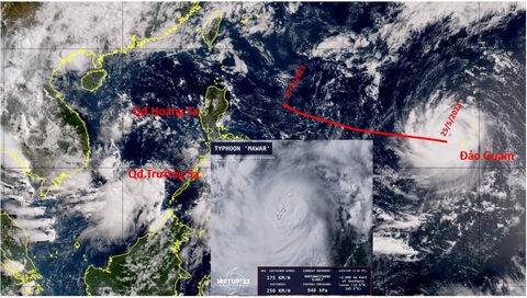 Siêu bão Mawar hướng về phía bắc Philippines, Việt Nam theo dõi sát - Ảnh 1. Siêu bão Mawar hướng về phía bắc Philippines, Việt Nam theo dõi sát - Ảnh 1.