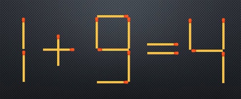 Di chuyển một que diêm để phép tính 1+9=4 thành đúng - Ảnh 1. Di chuyển một que diêm để phép tính 1+9=4 thành đúng - Ảnh 1.