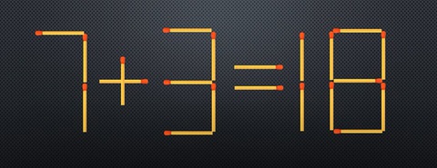 Di chuyển một que diêm để 7+3=18 thành phép tính đúng - Ảnh 1. Di chuyển một que diêm để 7+3=18 thành phép tính đúng - Ảnh 1.