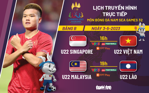 Lịch trực tiếp bóng đá nam SEA Games 32: U22 Việt Nam - U22 Singapore - Ảnh 1. Lịch trực tiếp bóng đá nam SEA Games 32: U22 Việt Nam - U22 Singapore - Ảnh 1.