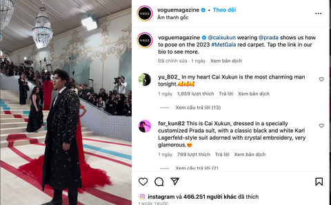 Nhầm lẫn Thái Từ Khôn thành Vương Gia Nhĩ (Jackson) tại Met Gala 2023, Vogue bị ‘ném đá’ - Ảnh 5. Nhầm lẫn Thái Từ Khôn thành Vương Gia Nhĩ (Jackson) tại Met Gala 2023, Vogue bị ‘ném đá’ - Ảnh 5.