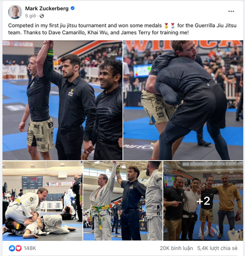 Mark Zuckerberg hào hứng khoe huy chương vàng môn jiu jitsu - Ảnh 1. Mark Zuckerberg hào hứng khoe huy chương vàng môn jiu jitsu - Ảnh 1.