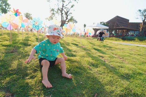 Khai trương công viên hồ Thiên Nga tại đô thị Eco Central Park - Ảnh 8. Trẻ vui đùa trên ngọn đồi chong chóng - Ảnh: E.C.P
