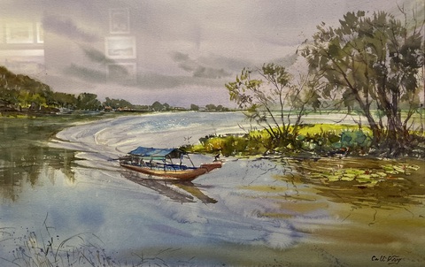 Tranh màu nước của 20 họa sĩ phương Nam đổ bộ Hà Nội - Ảnh 7. Tranh màu nước của 20 họa sĩ phương Nam đổ bộ Hà Nội - Ảnh 7.