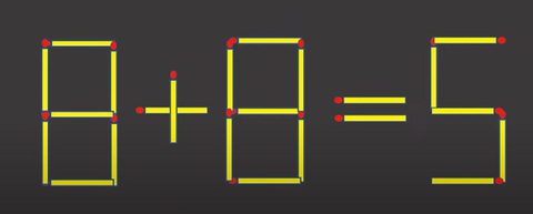 Di chuyển hai que diêm để 8+8=5 thành phép tính đúng - Ảnh 1. Di chuyển hai que diêm để 8+8=5 thành phép tính đúng - Ảnh 1.
