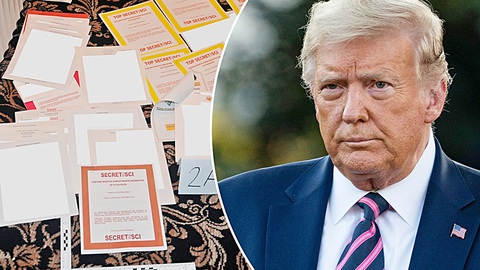 Cuộc đấu Trump - Bộ Tư pháp - Ảnh 1. Cựu tổng thống Mỹ Donald Trump cho biết ông bị truy tố cấp liên bang vì cáo buộc xử lý sai các tài liệu mật - Ảnh: 9News