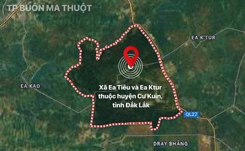 Bản đồ khu vực nơi xảy ra vụ tấn công trụ sở công an xã - Đồ họa: NGỌC THÀNH Bản đồ khu vực nơi xảy ra vụ tấn công trụ sở UBND xã - Đồ họa: NGỌC THÀNH