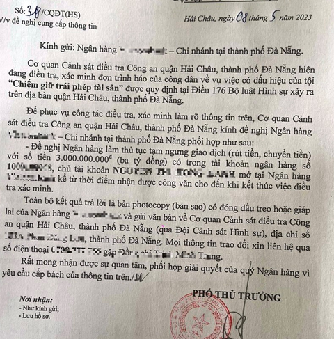 Vụ chuyển khoản nhầm 3 tỉ đòi chưa được: Ngân hàng đang chờ kết luận của công an - Ảnh 1. Vụ chuyển khoản nhầm 3 tỉ đòi chưa được: Ngân hàng đang chờ kết luận của công an - Ảnh 1.