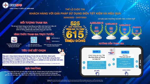 EVNSPC phát động cuộc thi tiết kiệm điện - Ảnh 1. Cuộc thi chọn và trao giải cho 25 khách hàng hàng/tỉnh,thành ở khu vực phía Nam (từ Ninh Thuận đến Cà Mau, trừ TP.HCM)