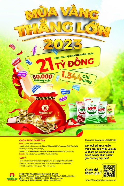 Chương trình Mùa vàng thắng lớn 2023: 21 tỉ đồng dành riêng cho NPK Cà Mau- Ảnh 3. Chương trình Mùa vàng thắng lớn 2023: 21 tỉ đồng dành riêng cho NPK Cà Mau- Ảnh 3.